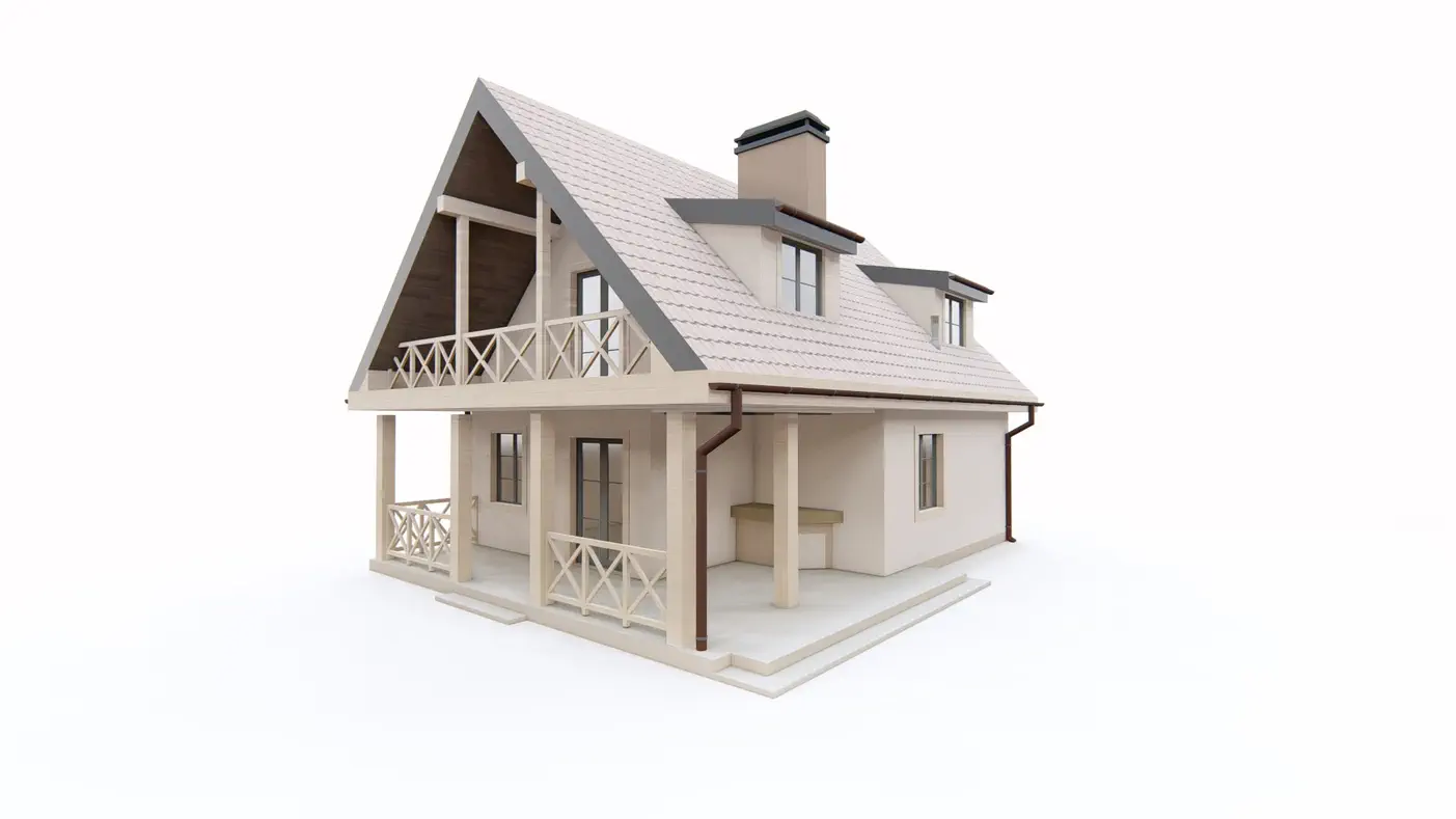 Gotowy projekt domu  - Klimatyczny dom z poddaszem użytkowym, werandą i balkonem na wąską działkę