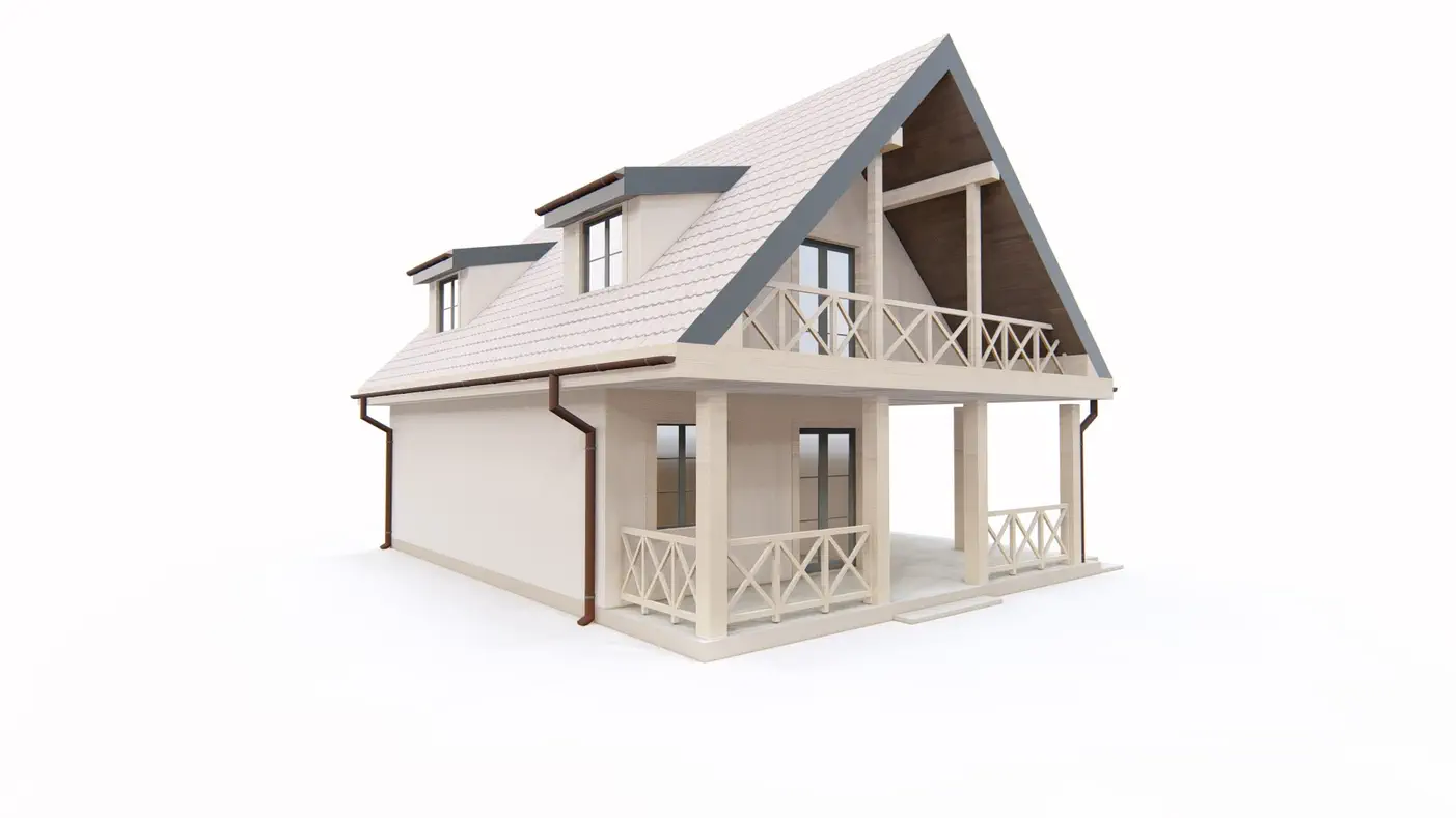 Gotowy projekt domu  - Klimatyczny dom z poddaszem użytkowym, werandą i balkonem na wąską działkę