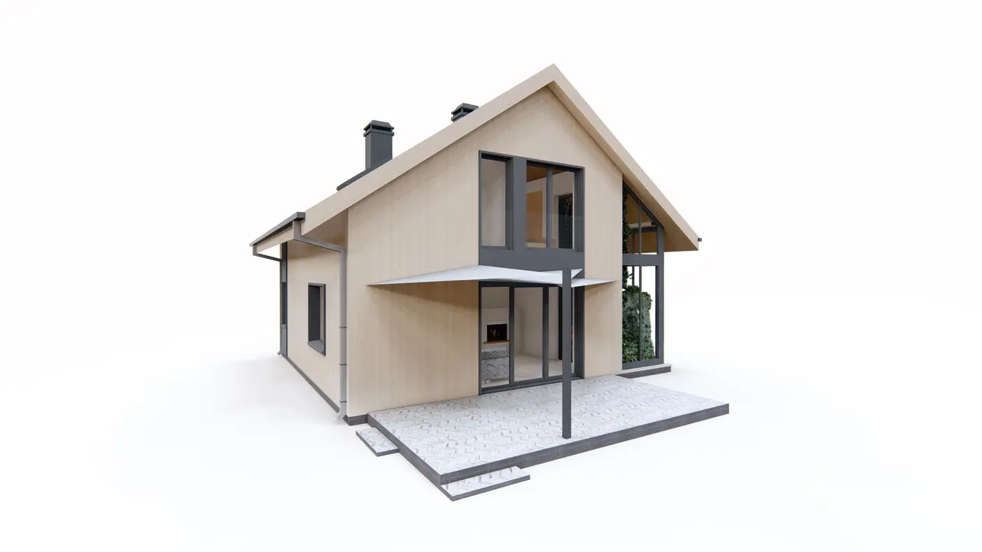 Gotowy projekt domu  - Projekt prostego domu o powierzchni 100m2 z oranżerią.