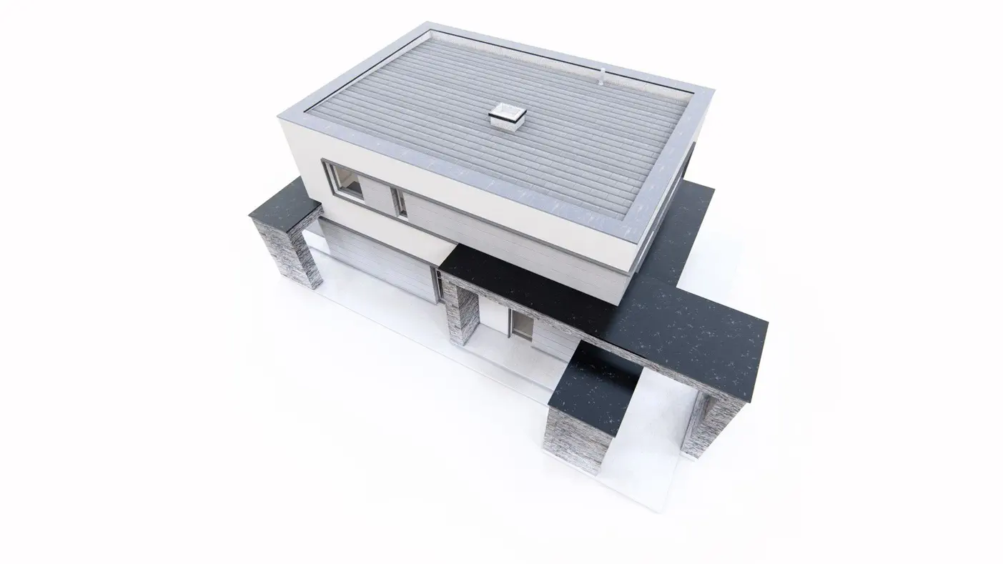 Mājas projekts  - Moderna divstāvu māja ar taisnu jumta segumu un garāžu - Zx164