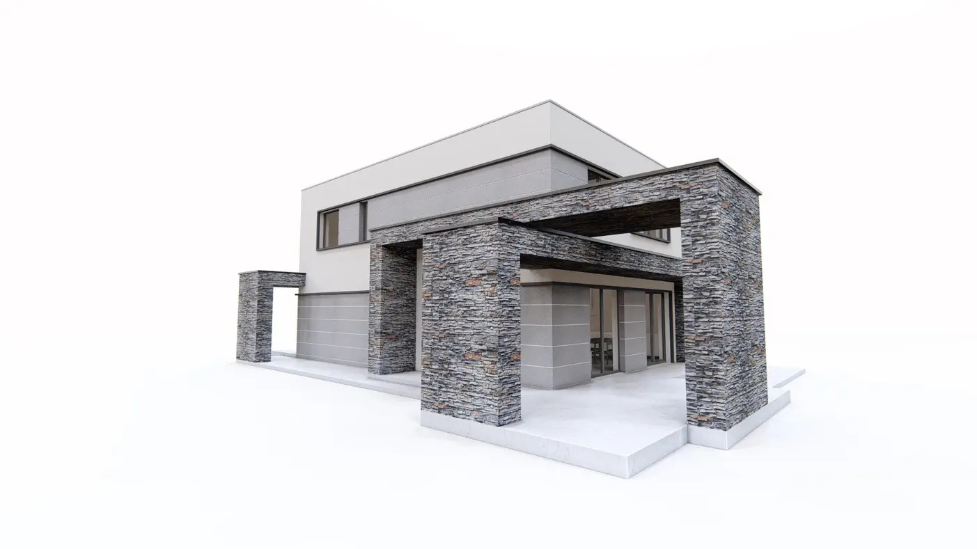 Mājas projekts  - Moderna divstāvu māja ar taisnu jumta segumu un garāžu - Zx164