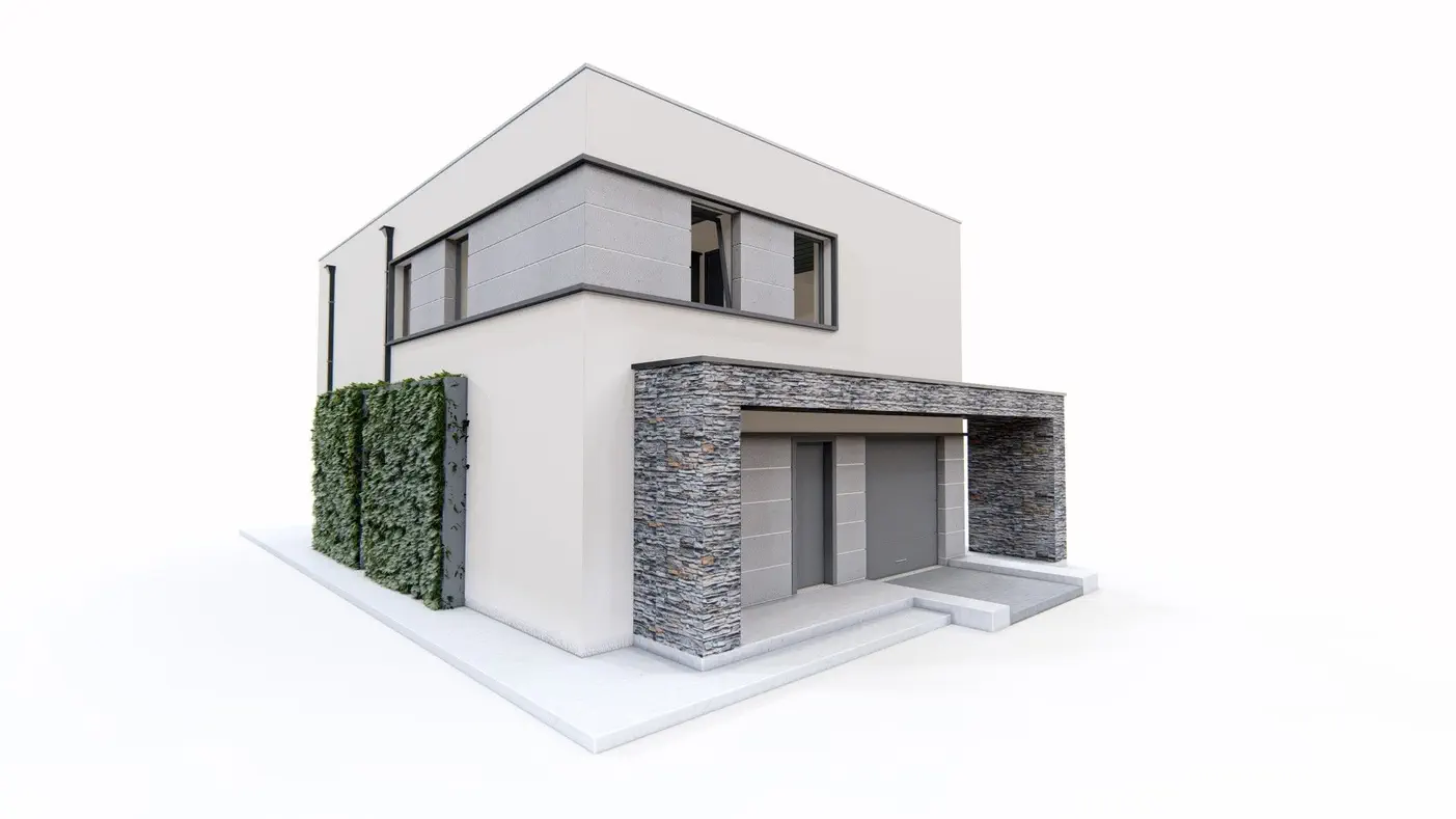 Mājas projekts  - Moderna divstāvu māja ar taisnu jumta segumu un garāžu - Zx164