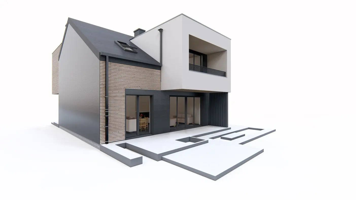 Mājas projekts  - Divstāvu dvīņu māja ar garāžu - Zx3