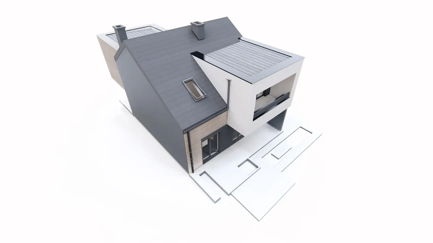 Mājas projekts  - Divstāvu dvīņu māja ar garāžu - Zx3