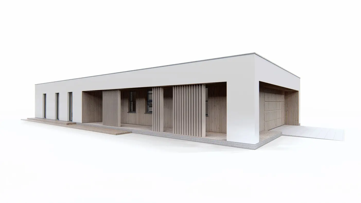 Mājas projekts - Moderns vienstāvu mājas projekts ar terasi - Zx166