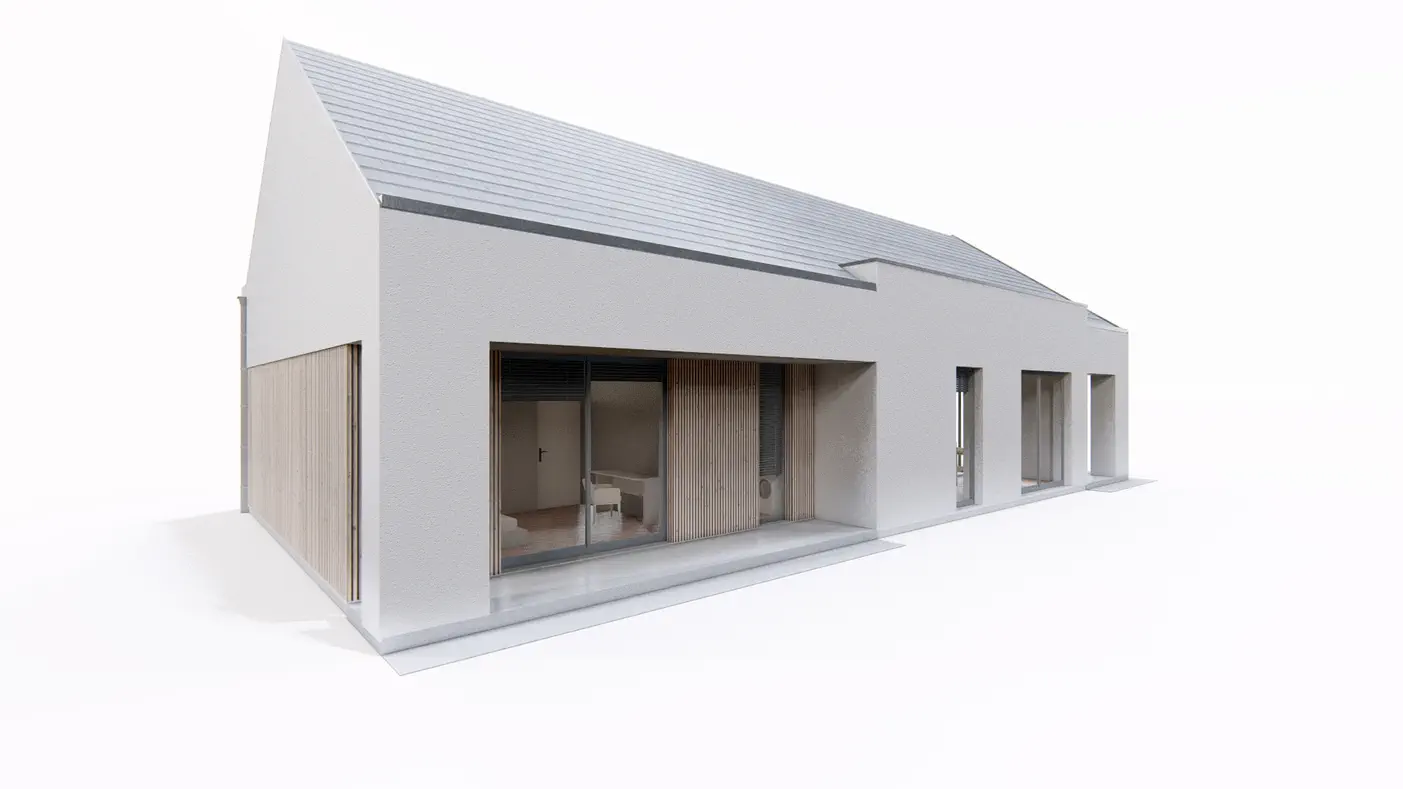 Z465 to wyjątkowy dom z kategorii projekty domów do 100 m2 Gotowy projekt domu - Nowoczesny dom typu nowoczesna stodoła z opcją poddasza i dużą strefą dzienną