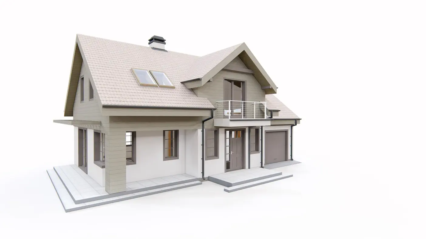 Z33 to wyjątkowy dom z kategorii projekty domów z czterema pokojami Gotowy projekt domu - Funkcjonalny dom z poddaszem, garażem i balkonem, idealny dla rodziny 2+2