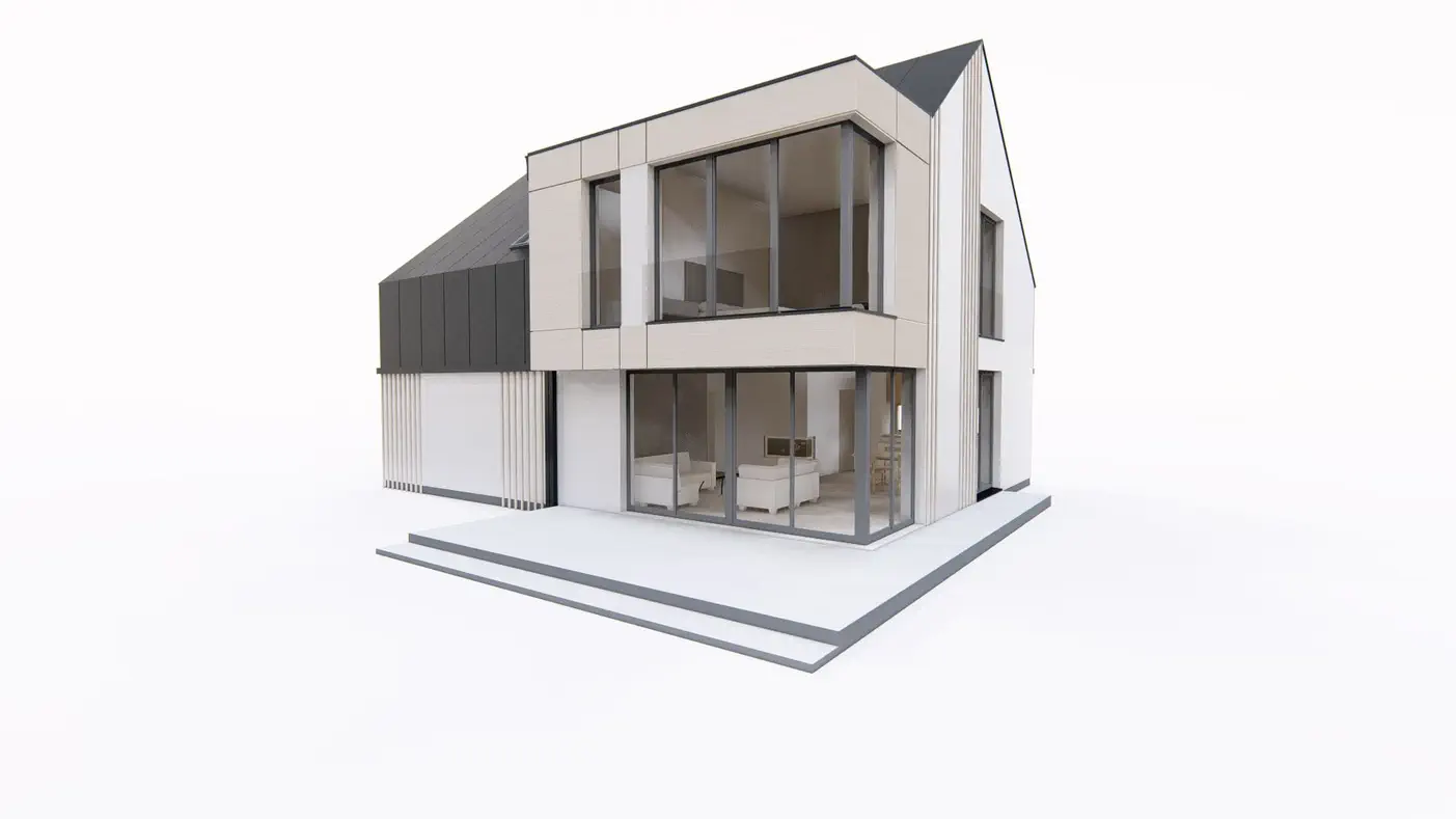 Mājas projekts  - Mūsdienu māja ar mansardu un garāžu - Z408