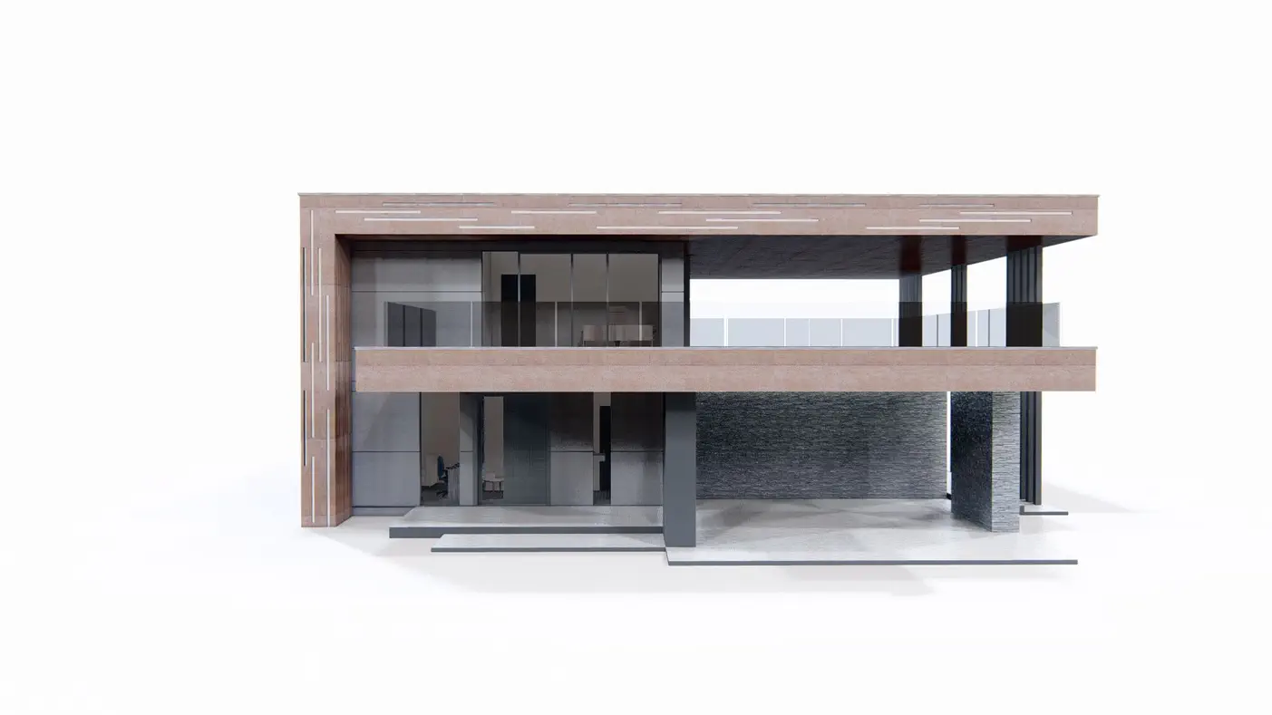 Mājas projekts  - Moderna divstāvu māja ar plakanu jumtu un auto novietni 2 automašīnām - Zx167