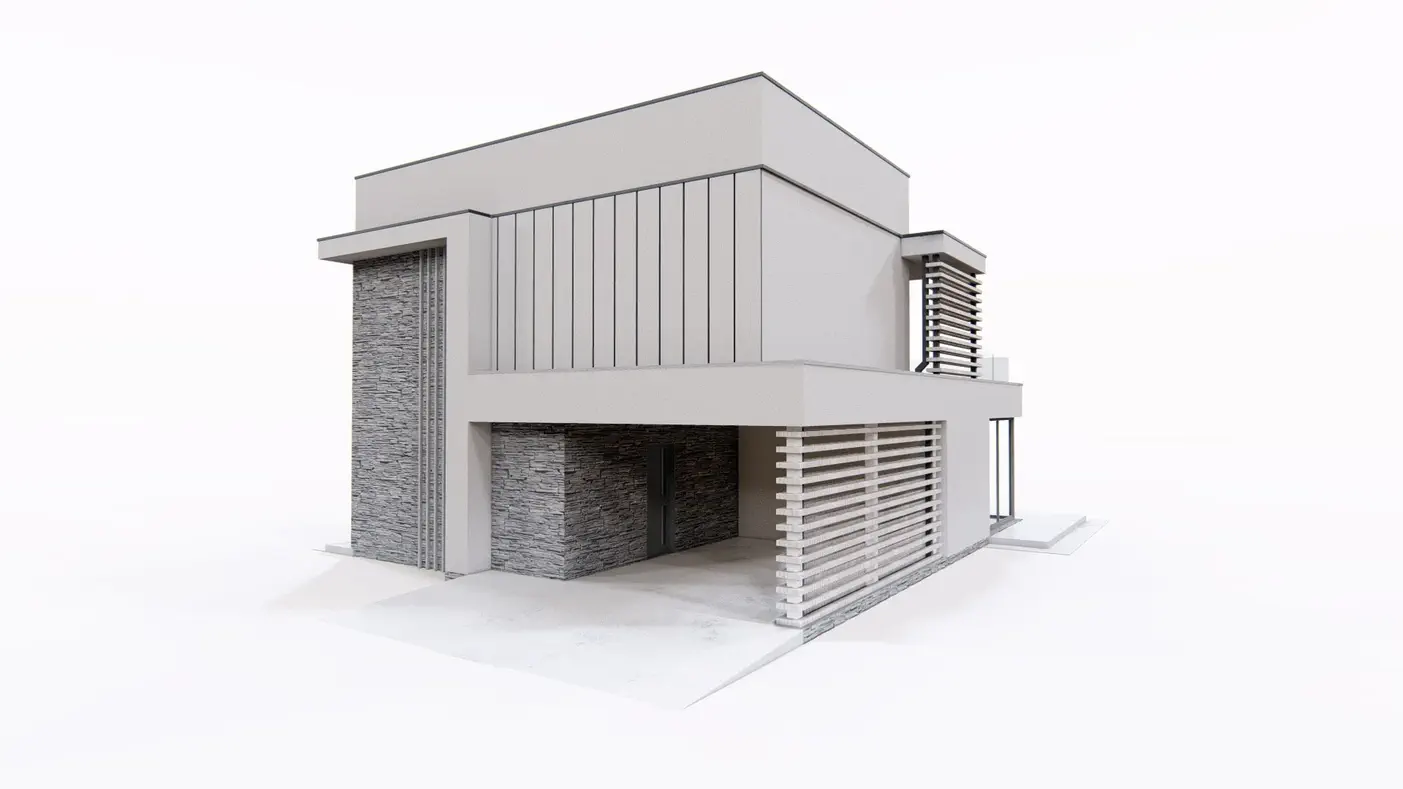 Mājas projekts  - Brīnišķīga mūsdienīga divstāvu māja ar autonovietni - Zx86