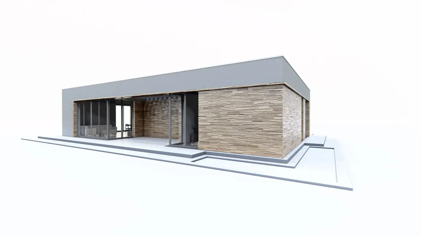 Mājas projekts  - Vienstāvu mājas projekts ar terasi - Zx149