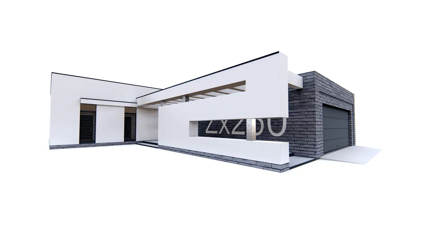 Mājas projekts  - Moderna vienstāvu māja ar garāžu 2 automašīnām un lielu terasi - Zx260