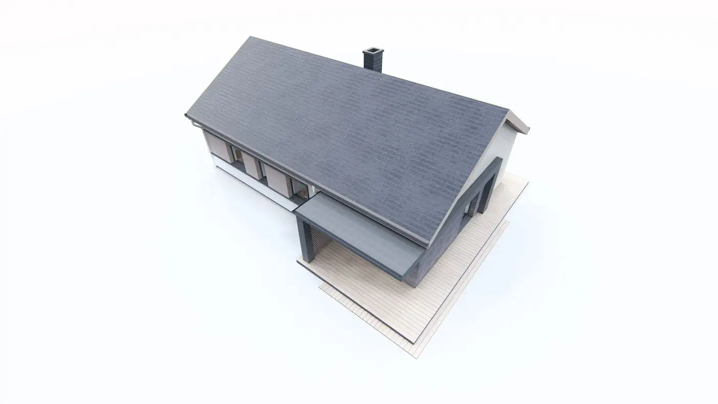 Mājas projekts - Parterowy dom z dachem 2-spadowym i 4 sypialniami.