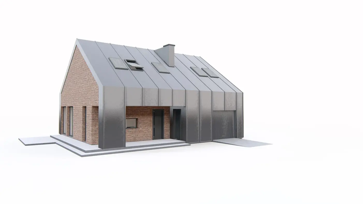 Mājas projekts - Mūsdienīgs šķūņa tipa divstāvu mājas projekts - Z416