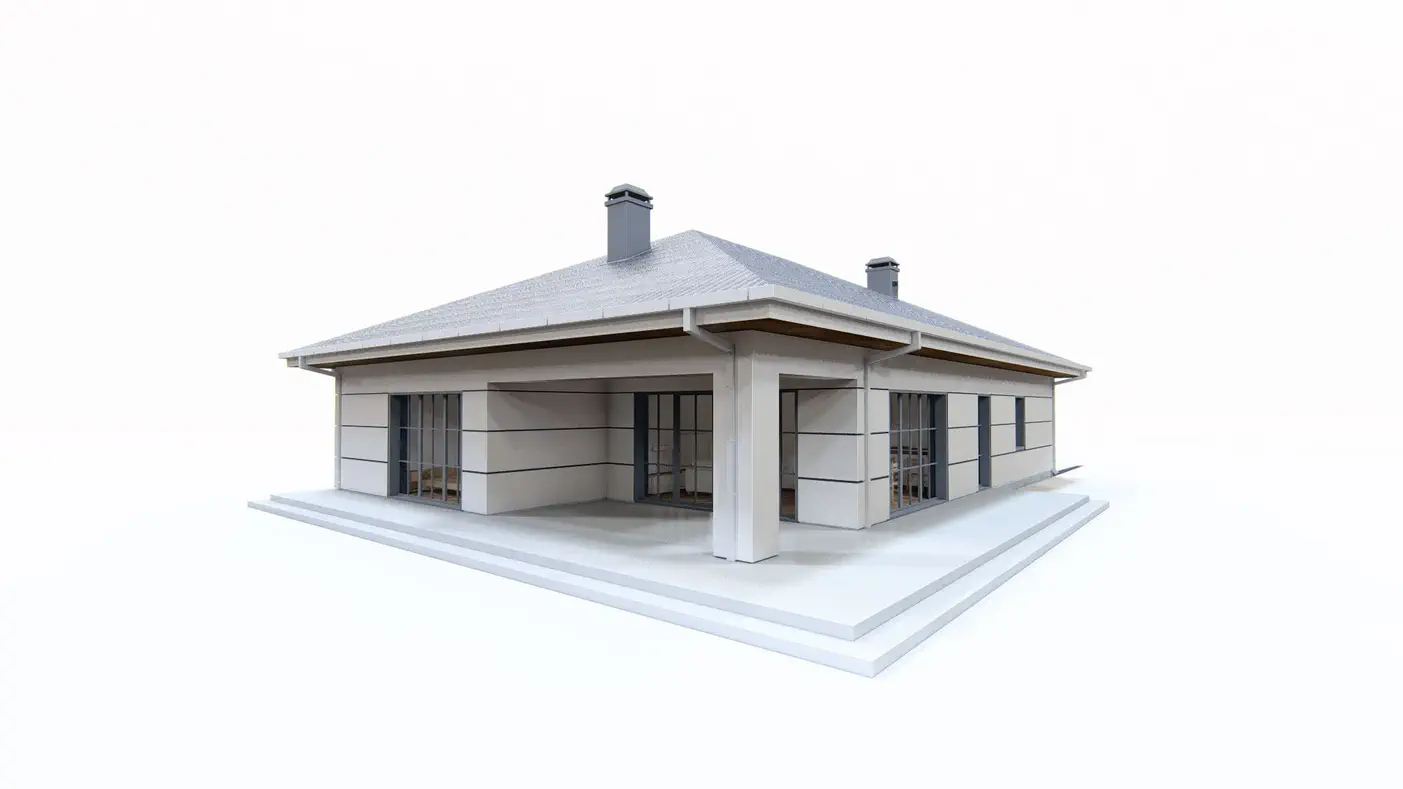 Namo projektas  - Vienaukštis namas su vienviečiu garažu