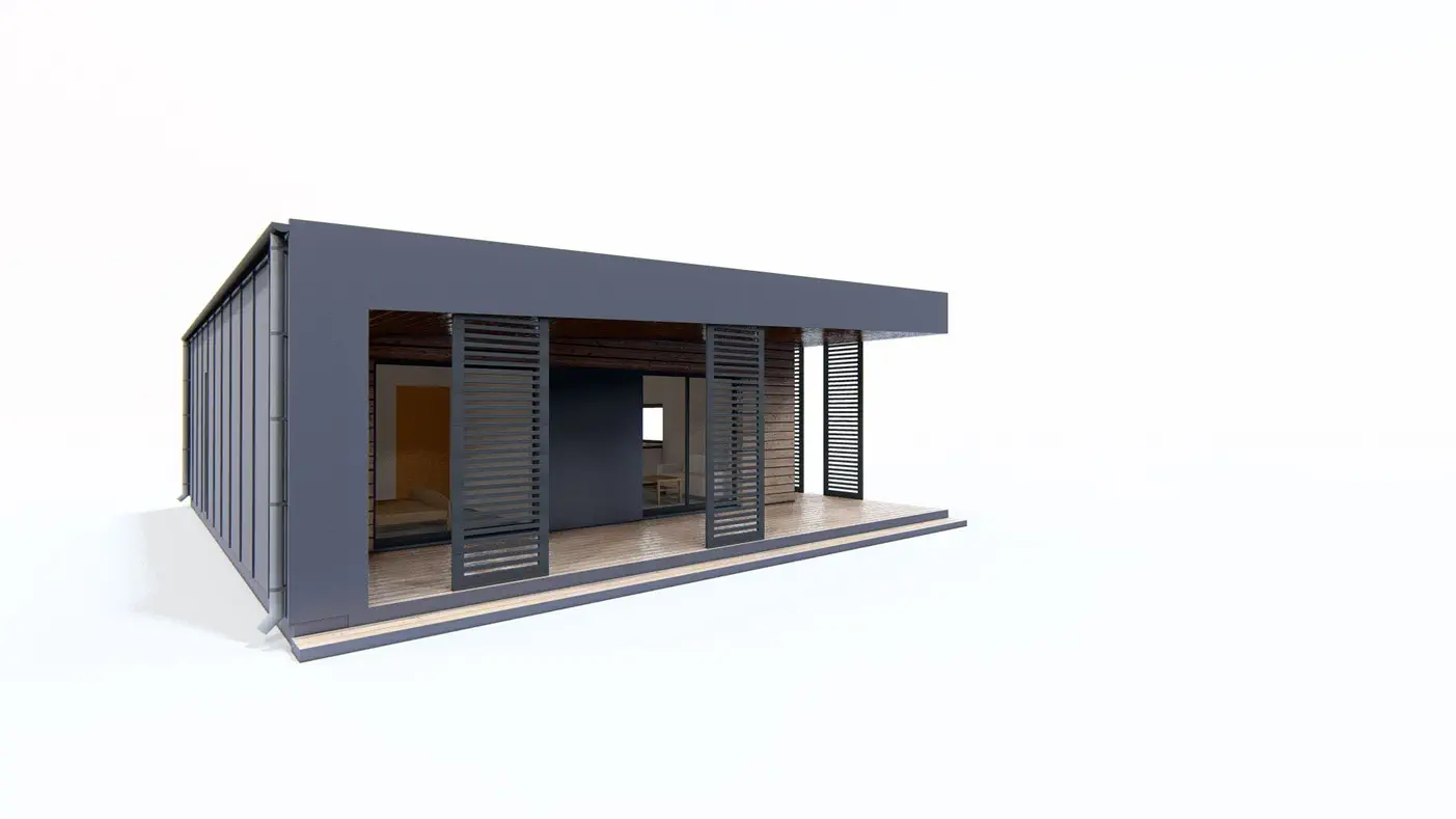 Namo projektas - Nedidelis namas su dengta terasa