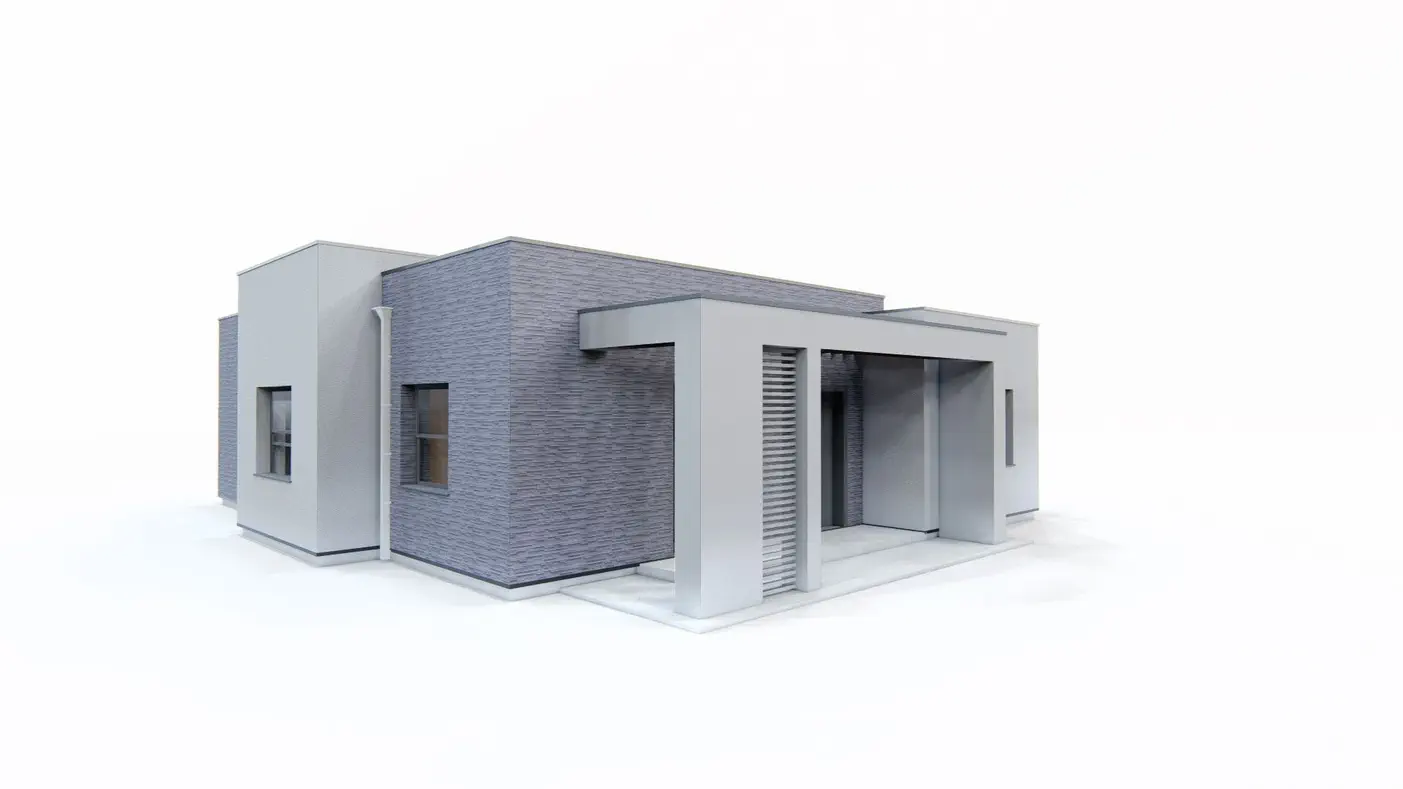 Namo projektas  - Erdvus namas plokščiu stogu