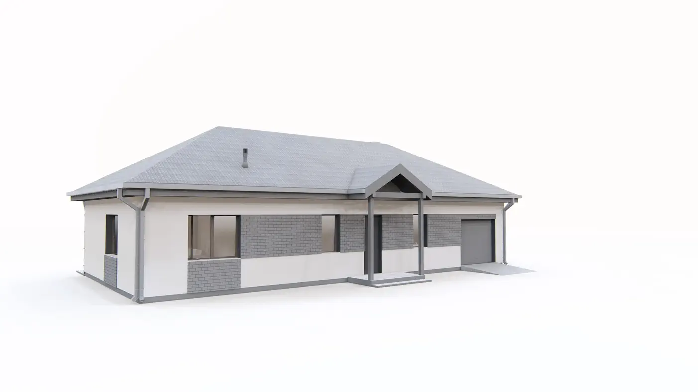 Z488 to wyjątkowy dom z kategorii projekty domów do 90 m2 Gotowy projekt domu - Parterowy dom z 3 pokojami, salonem z jadalnią i garażem jednostanowiskowym