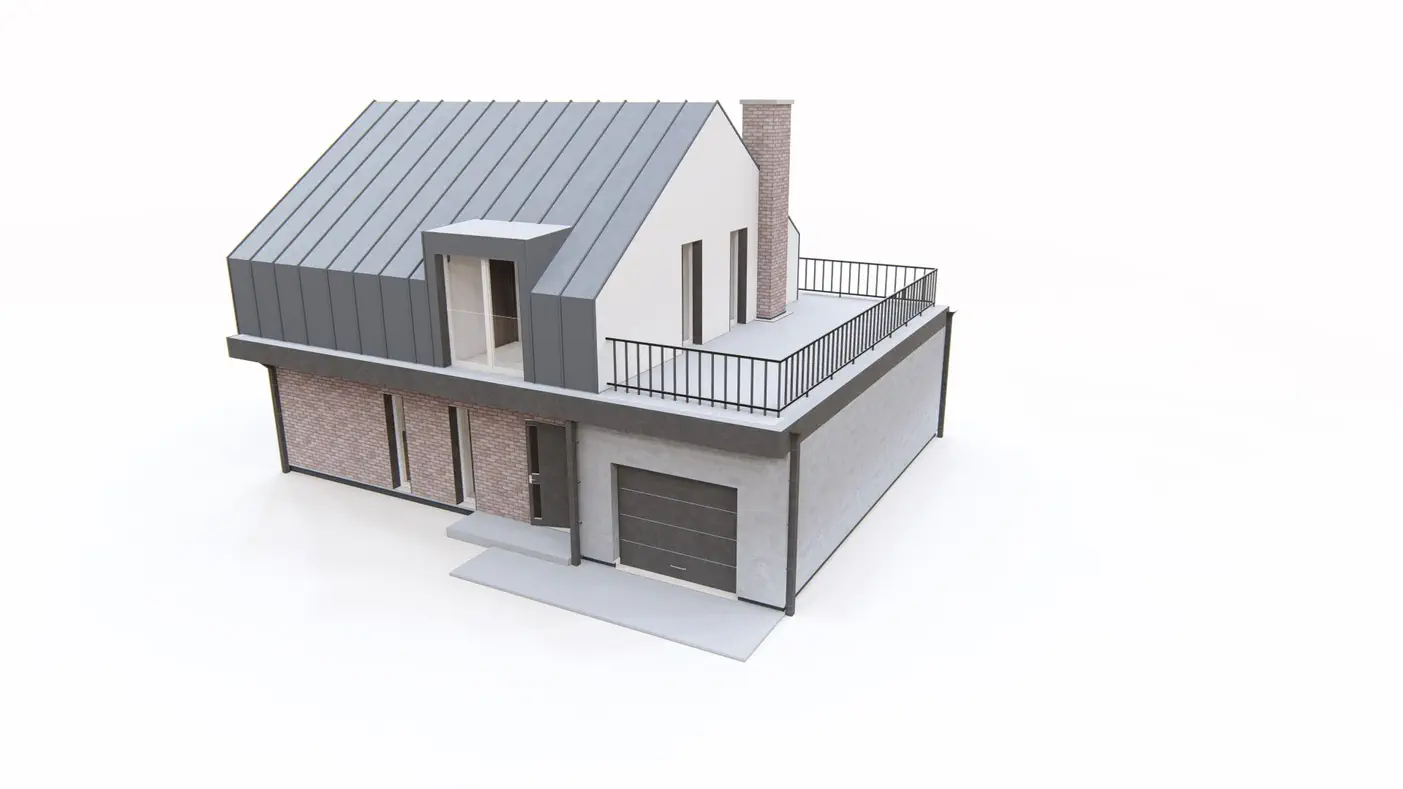 Z496 to wyjątkowy dom z kategorii projekty domów jednorodzinnych Gotowy projekt domu - Dom z poddaszem użytkowym, garażem oraz dużym tarasem na piętrze.