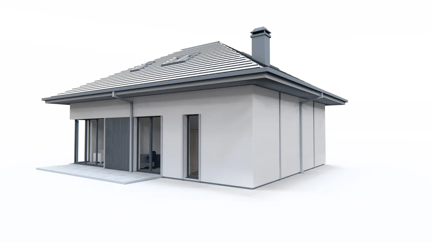 Gotowy projekt domu  - Dom z poddaszem, czterema pokojami i garażem