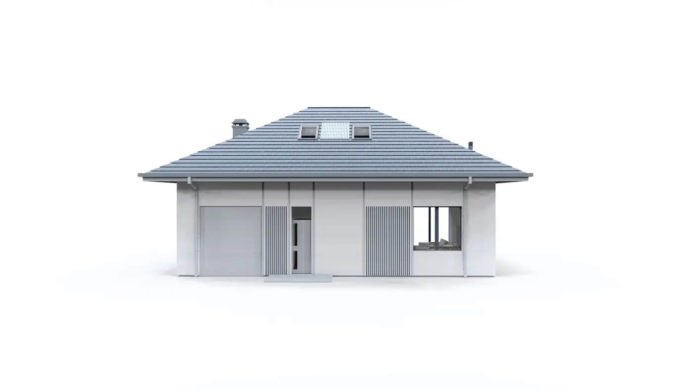 Gotowy projekt domu  - Dom z poddaszem, czterema pokojami i garażem