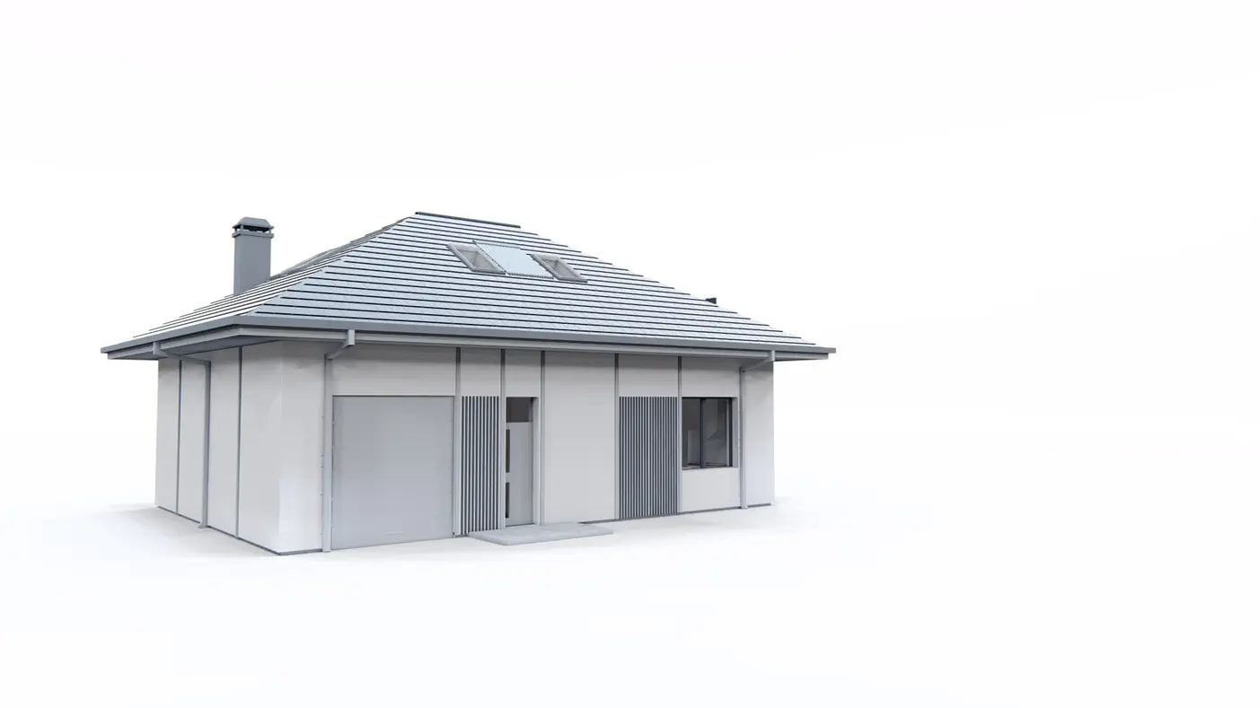 Gotowy projekt domu  - Dom z poddaszem, czterema pokojami i garażem