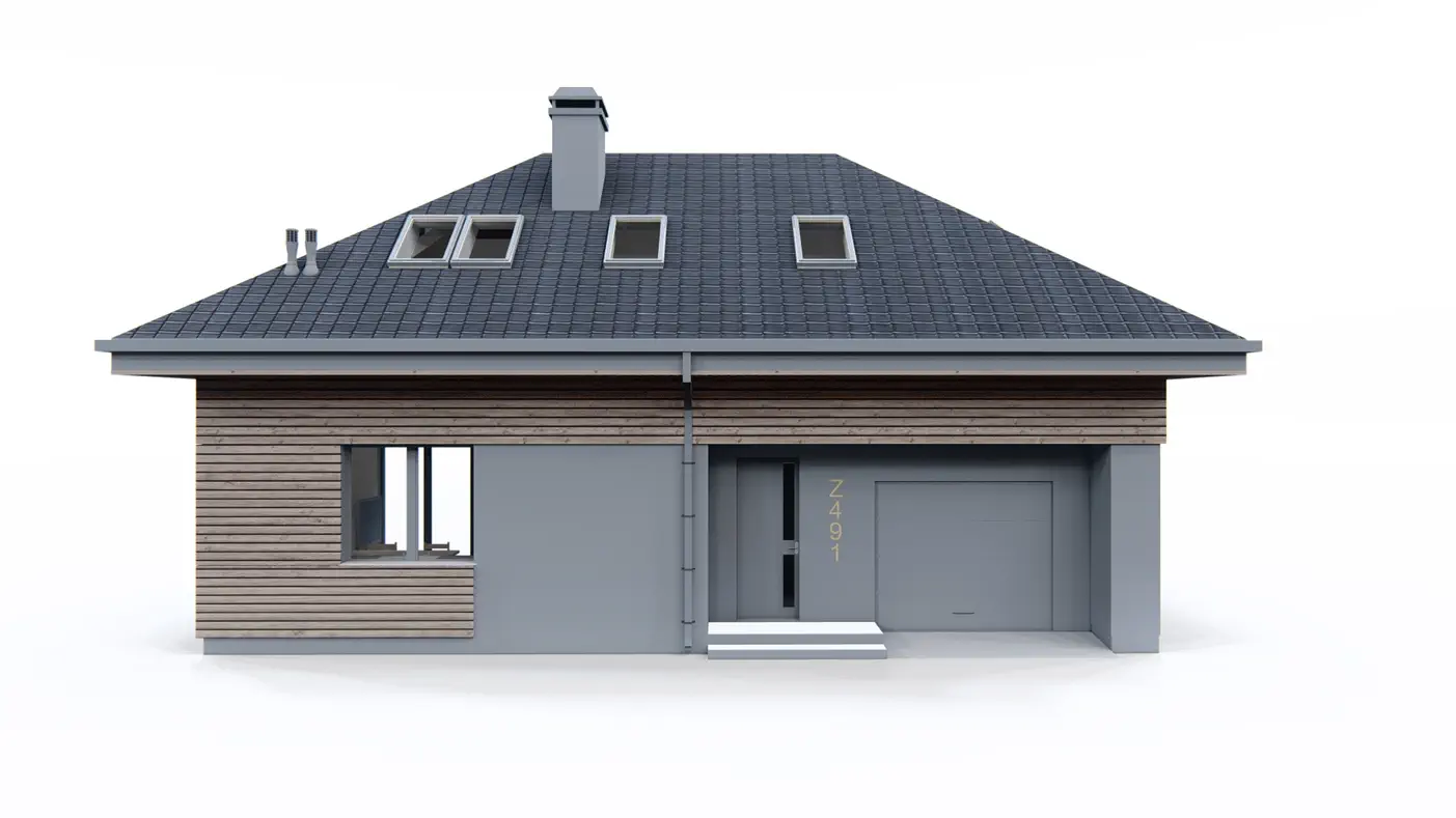 Gotowy projekt domu  - Dom z poddaszem z dachem kopertowym, poddaszem użytkowym, salon,
4 pokoje