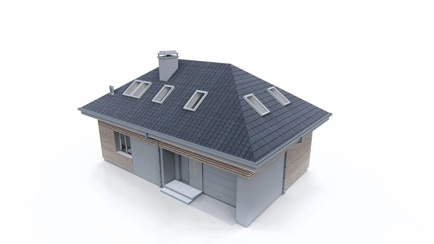 Namo projektas - Namas su palėpe ir vienviečiu garažu