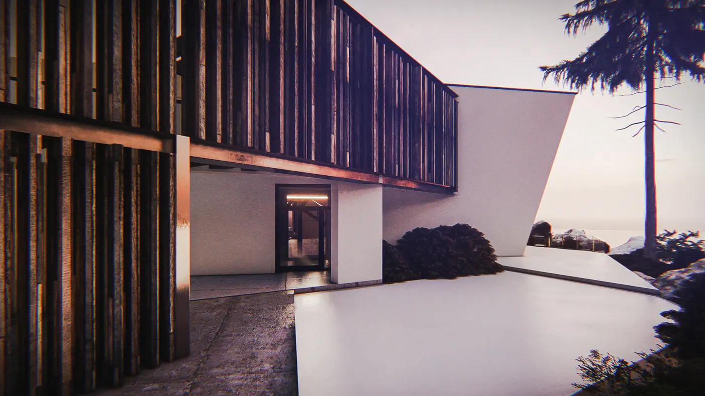 Gotowy projekt domu  - Nowoczesna i futurystyczna rezydencja z dużymi przeszkleniami i tarasem