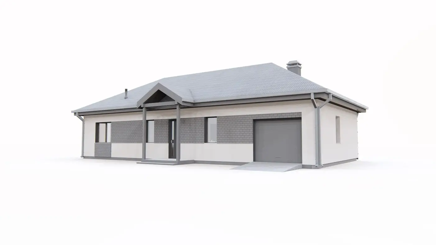 Mājas projekts - Vienstāvu mājas projekts ar 3 istabām un garāžu - Z488