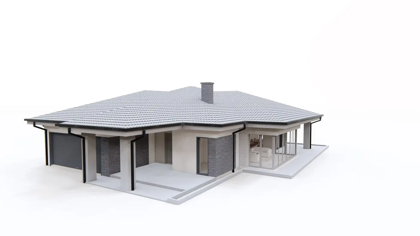 Mājas projekts - Gatavs vienstāvu mājas projekts ar divvietīgu garāžu - Z425