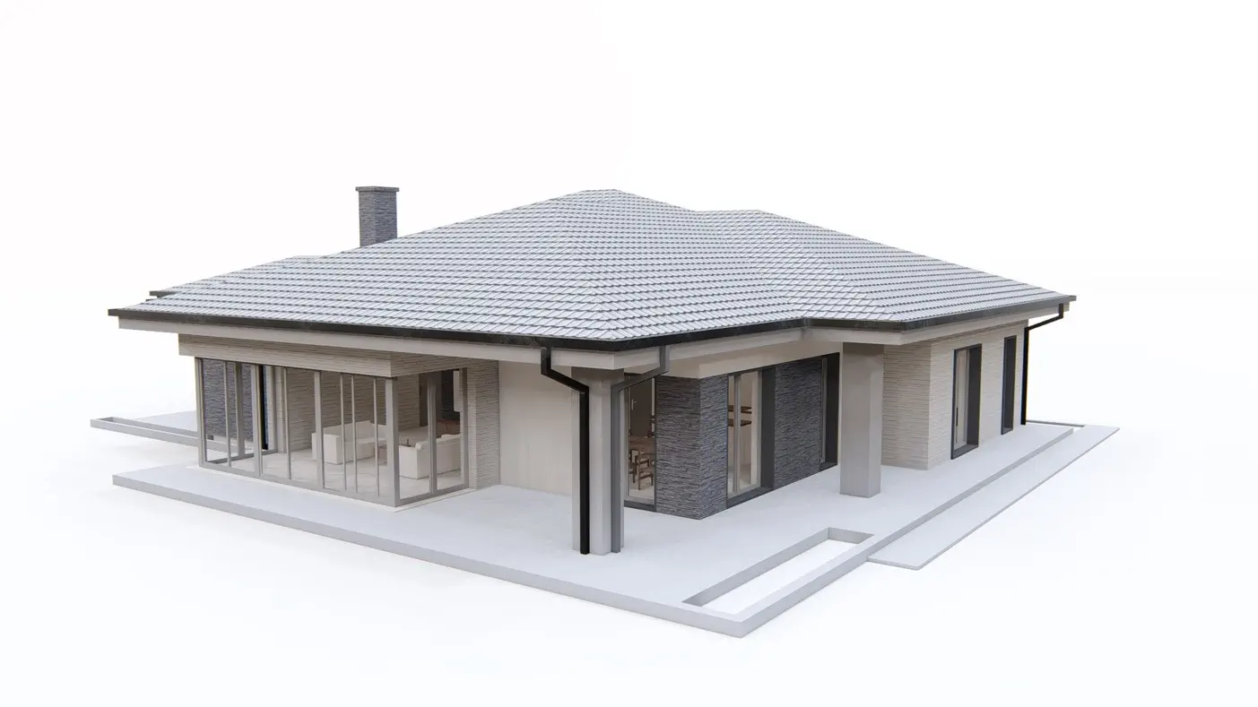 Mājas projekts - Gatavs vienstāvu mājas projekts ar divvietīgu garāžu - Z425