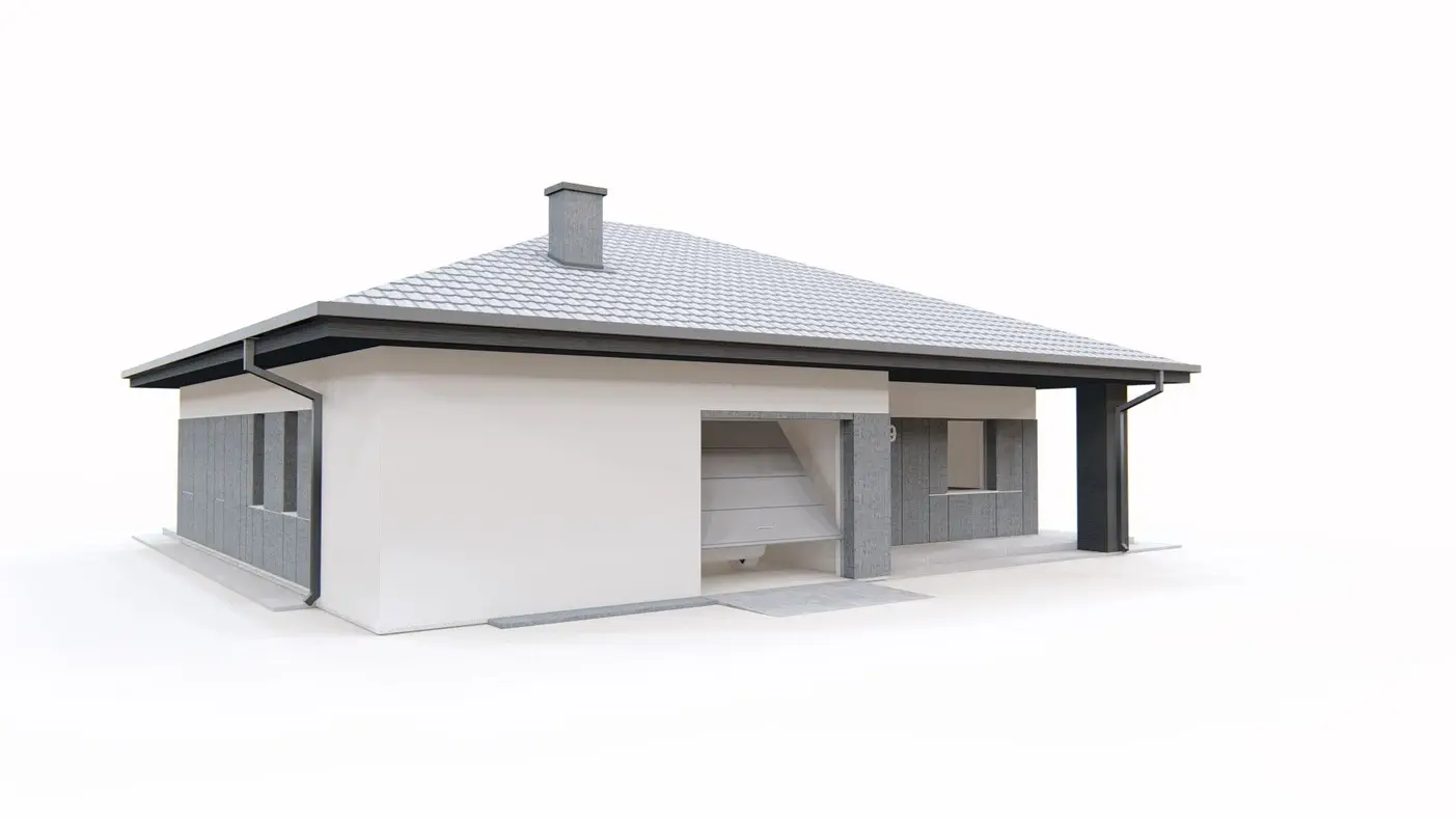 Mājas projekts  - Gatavs vienstāvu mājas projekts ar garāžu - Z429