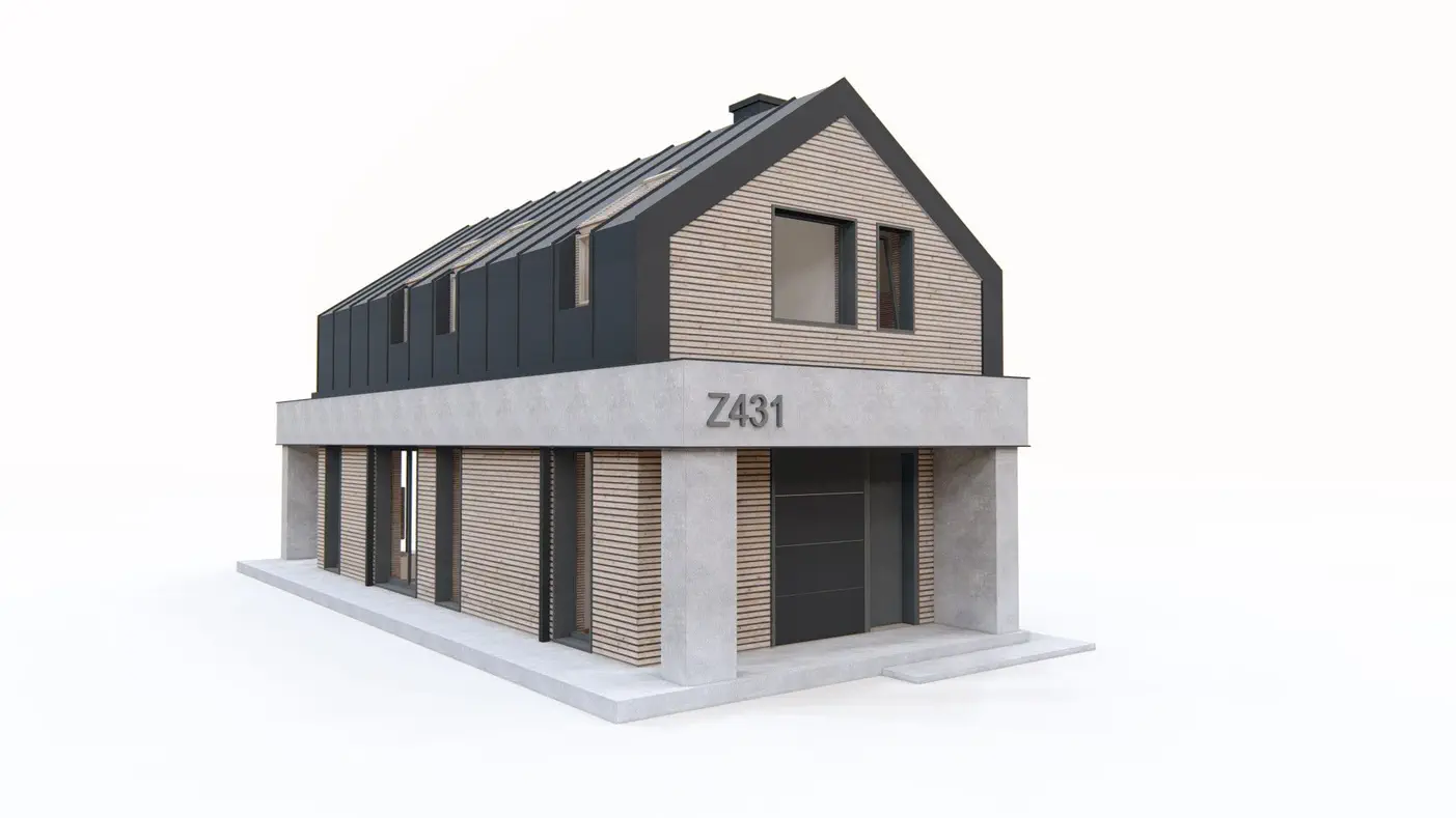 Mājas projekts  - Mūsdienīga māja uz šaura zemes gabala - Z431