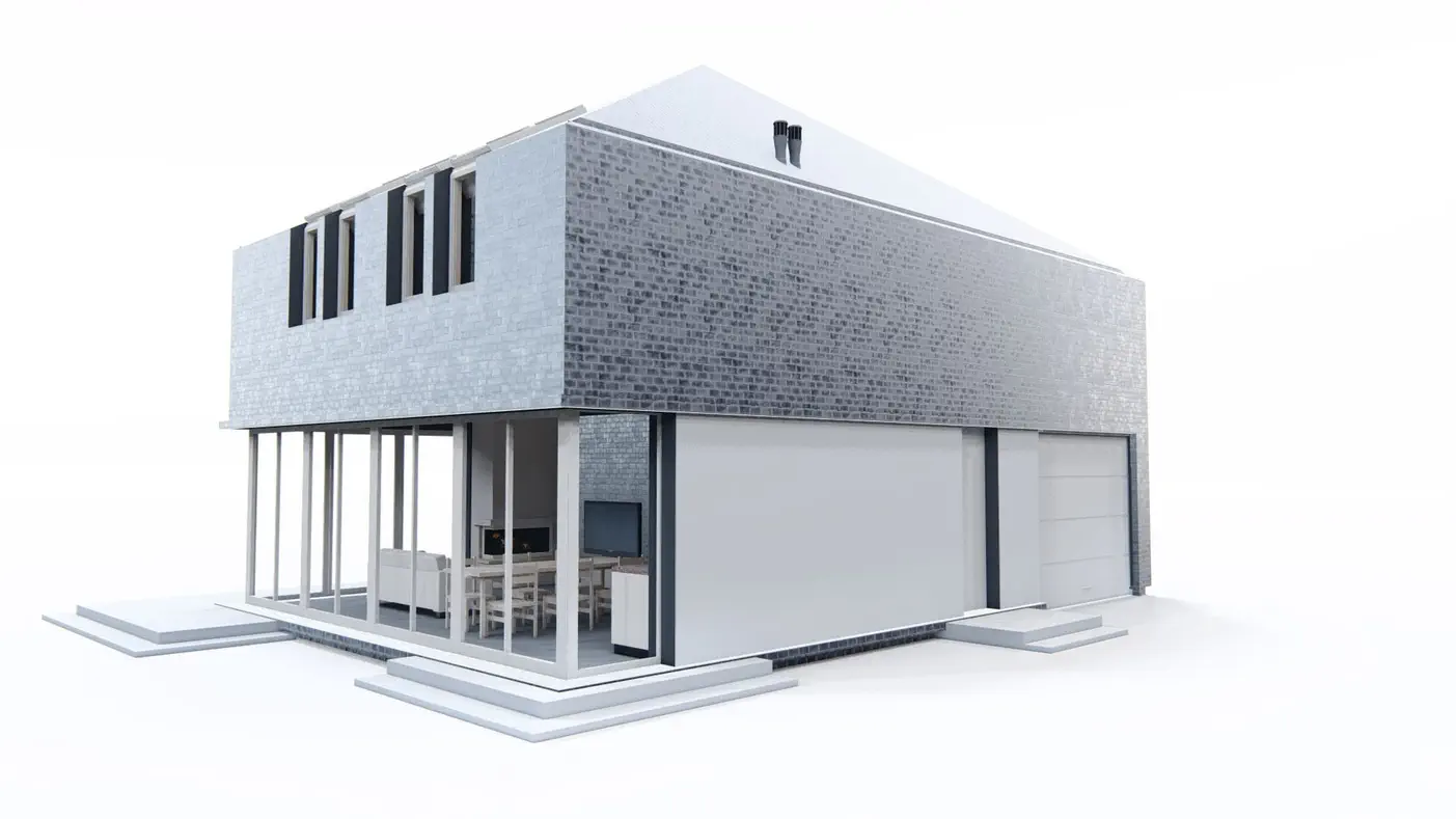 Mājas projekts  - Mūsdienīga māja ar mansardu un garāžu - Z492