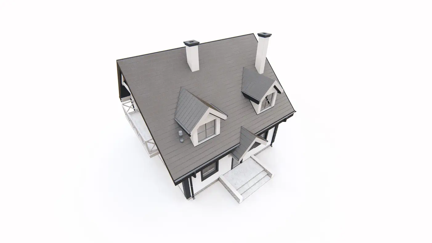 Gotowy projekt domu  - Mały dom z poddaszem, dwuspadowym dachem, lukarnami i ekonomiczny w użytkowaniu