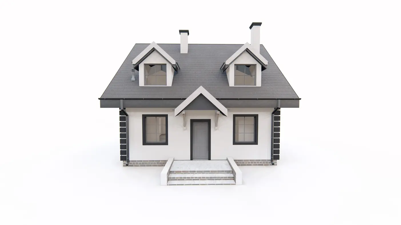 Gotowy projekt domu  - Mały dom z poddaszem, dwuspadowym dachem, lukarnami i ekonomiczny w użytkowaniu