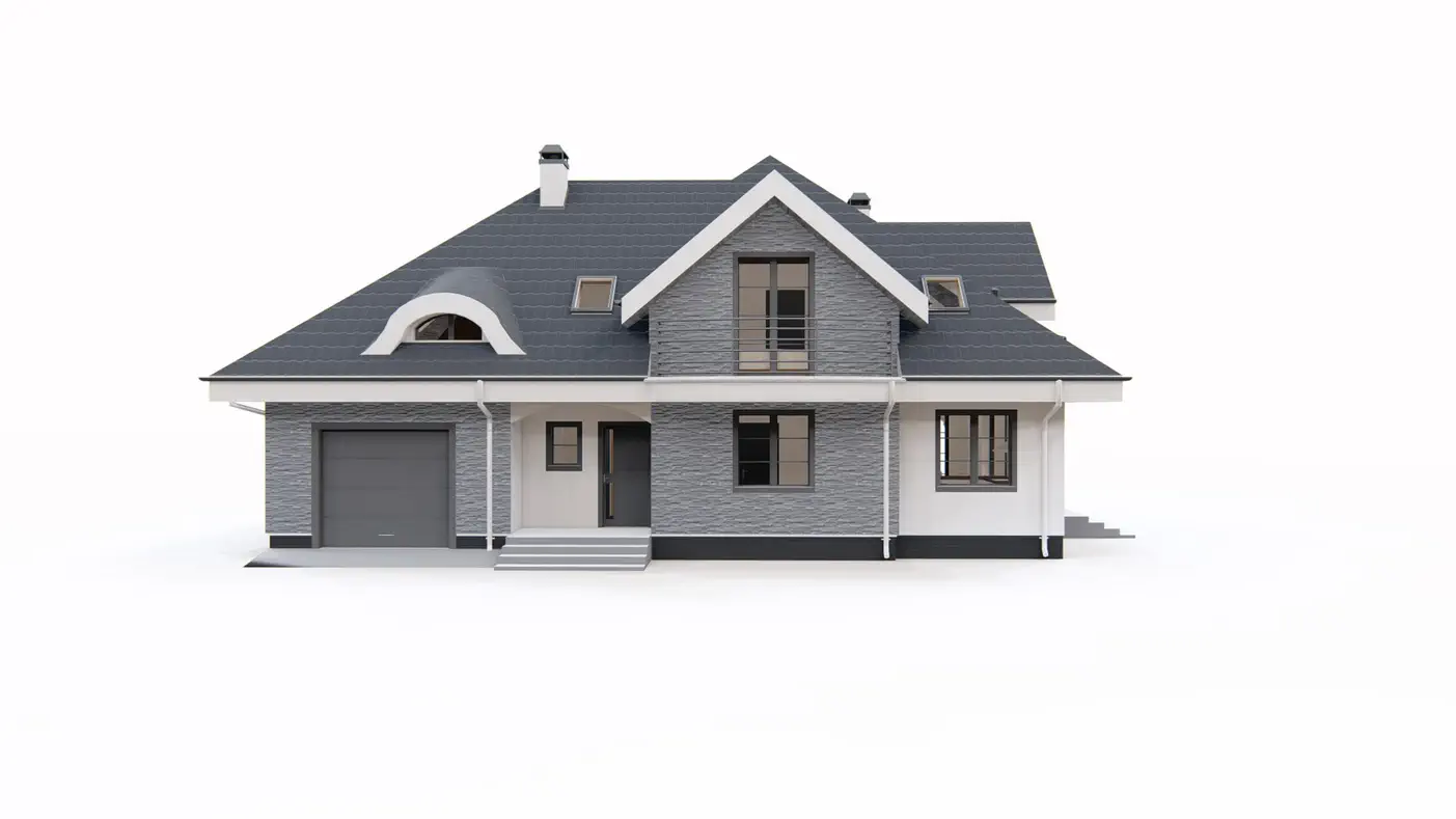 Gotowy projekt domu  - Nowoczesna wersja klasycznego domu z dachem wielospadowym, garażem i 4 pokojami