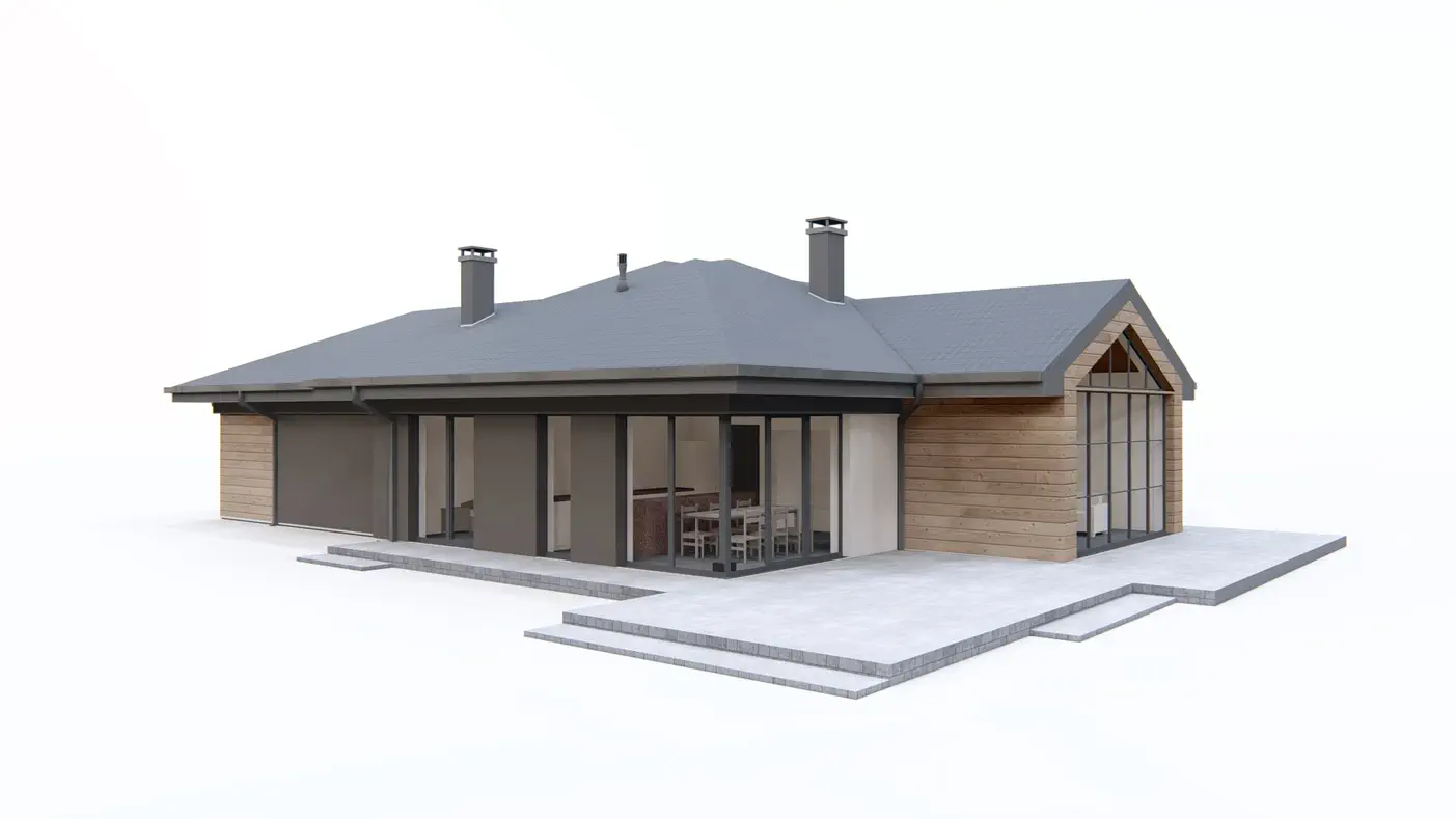 Gotowy projekt domu  - Parterowy dom z garażem oraz wydzieloną sypialnią dla rodziców