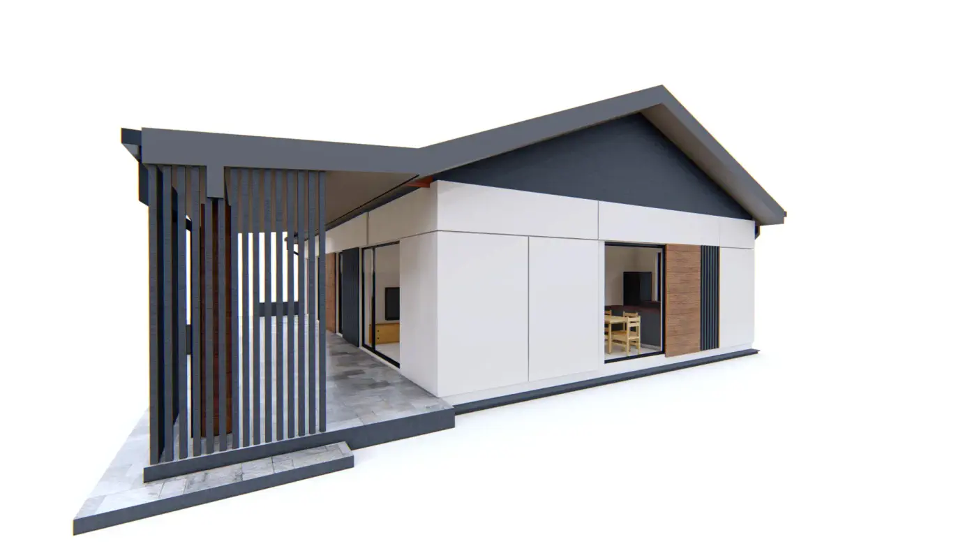 Gotowy projekt domu  - Prosty dom z budową w technologii drewnianej prefabrykowanej