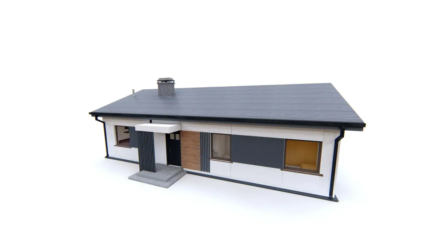 Gotowy projekt domu  - Prosty dom z budową w technologii drewnianej prefabrykowanej