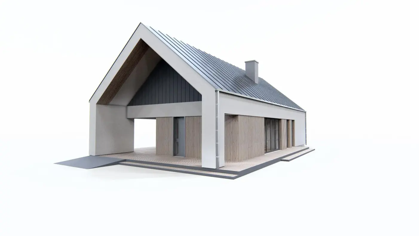 Gotowy projekt domu  - Dom z budową w technologii drewnianej prefabrykowanej