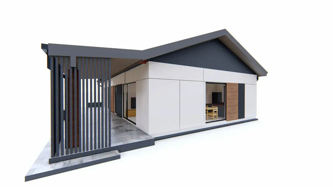 Gotowy projekt domu  - Prosty dom z dachem 35st. z budową w technologii drewnianej prefabrykowanej