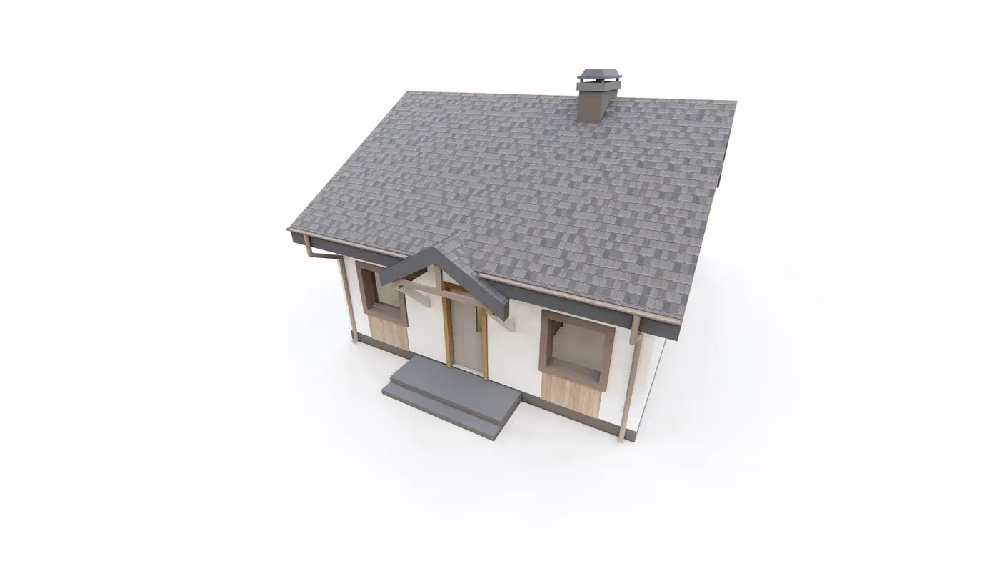 Gotowy projekt domu  - Mały, zgrabny i ekonomiczny w budowie dom z zadaszonym tarasem