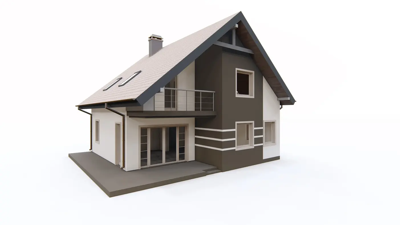 Gotowy projekt domu  - Dom z poddaszem, łatwym w wykonaniu dachem dwuspadowym oraz dużą strefą dzienną