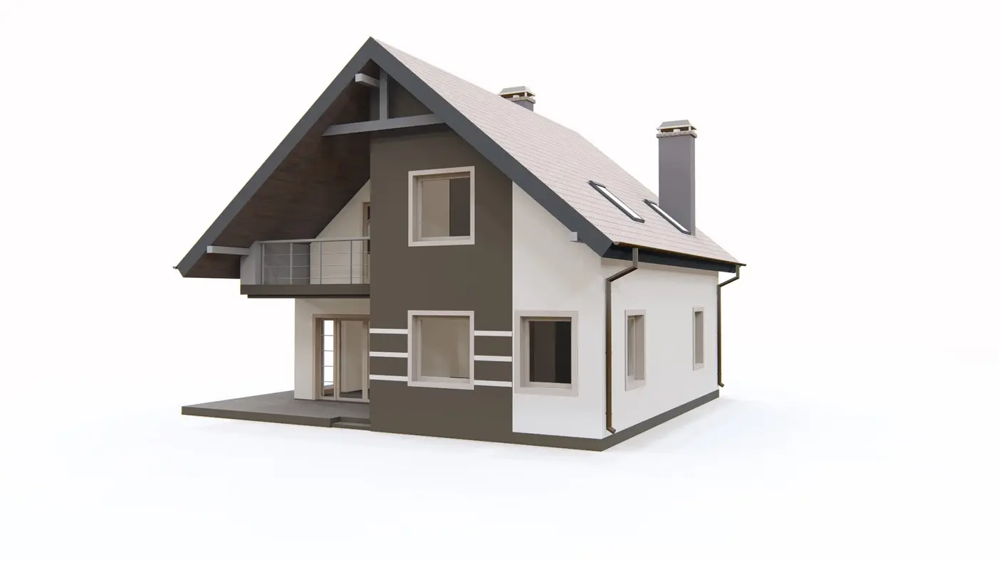 Gotowy projekt domu  - Dom z poddaszem, łatwym w wykonaniu dachem dwuspadowym oraz dużą strefą dzienną