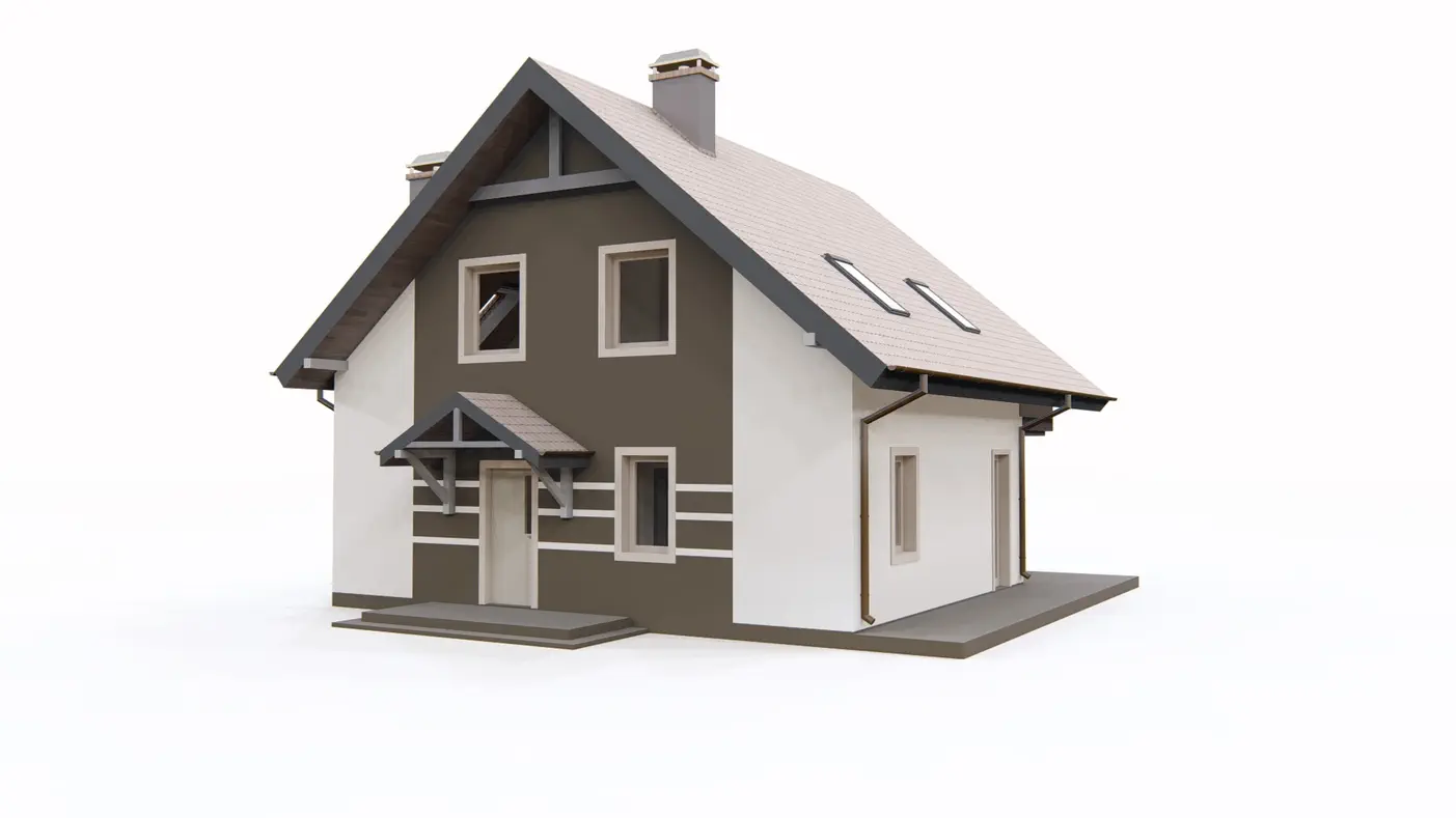 Gotowy projekt domu  - Dom z poddaszem, łatwym w wykonaniu dachem dwuspadowym oraz dużą strefą dzienną