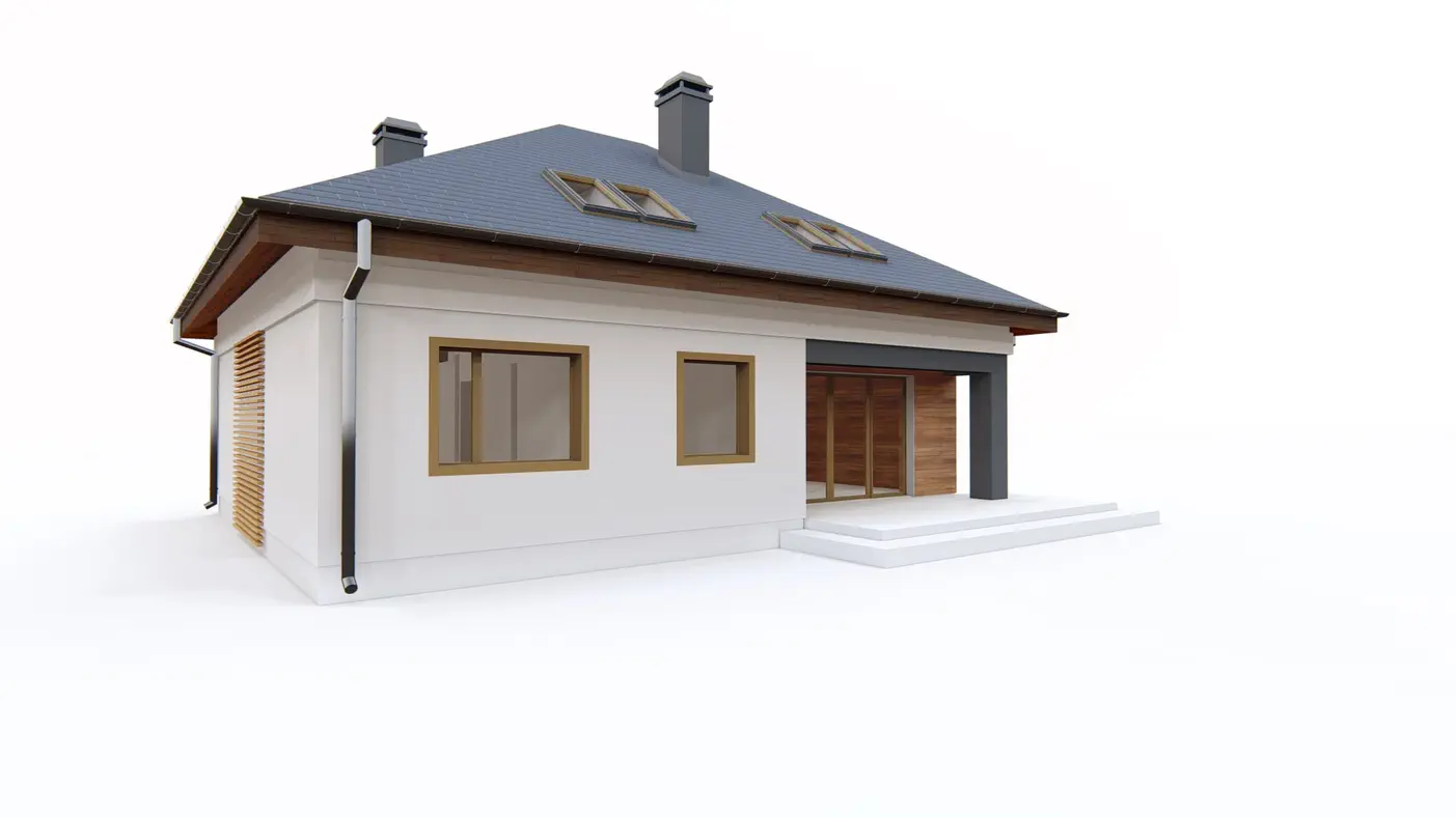 Gotowy projekt domu  - Dom z poddaszem, dachem wielospadowym, 4 sypialniami i dużym PG na parterze