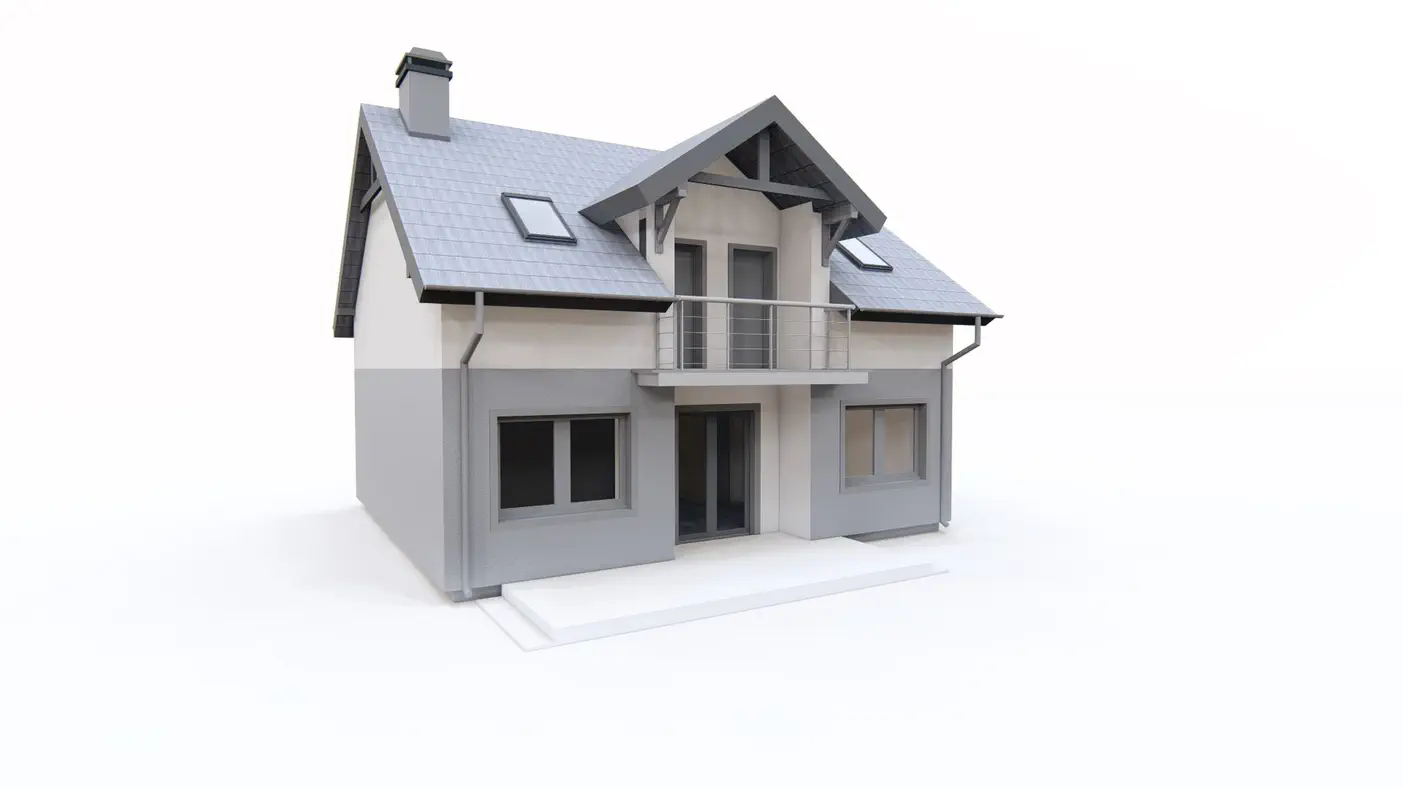 Gotowy projekt domu  - Dom z poddaszem z dwuspadowym dachem, dużą lukarną i kuchnią od ogrodu