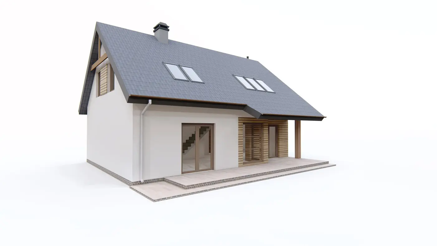 Gotowy projekt domu  - Wygodny i łatwy w budowie dom z poddaszem, gabinetem na dole i wejściem bocznym